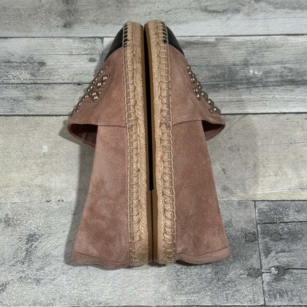 TORY BURCH PEARL LOGO SUEDE FLAT ESPADRILLES CAP TOE IN MEADOW SWEET - SZ - 7 - Picture 5 of 10